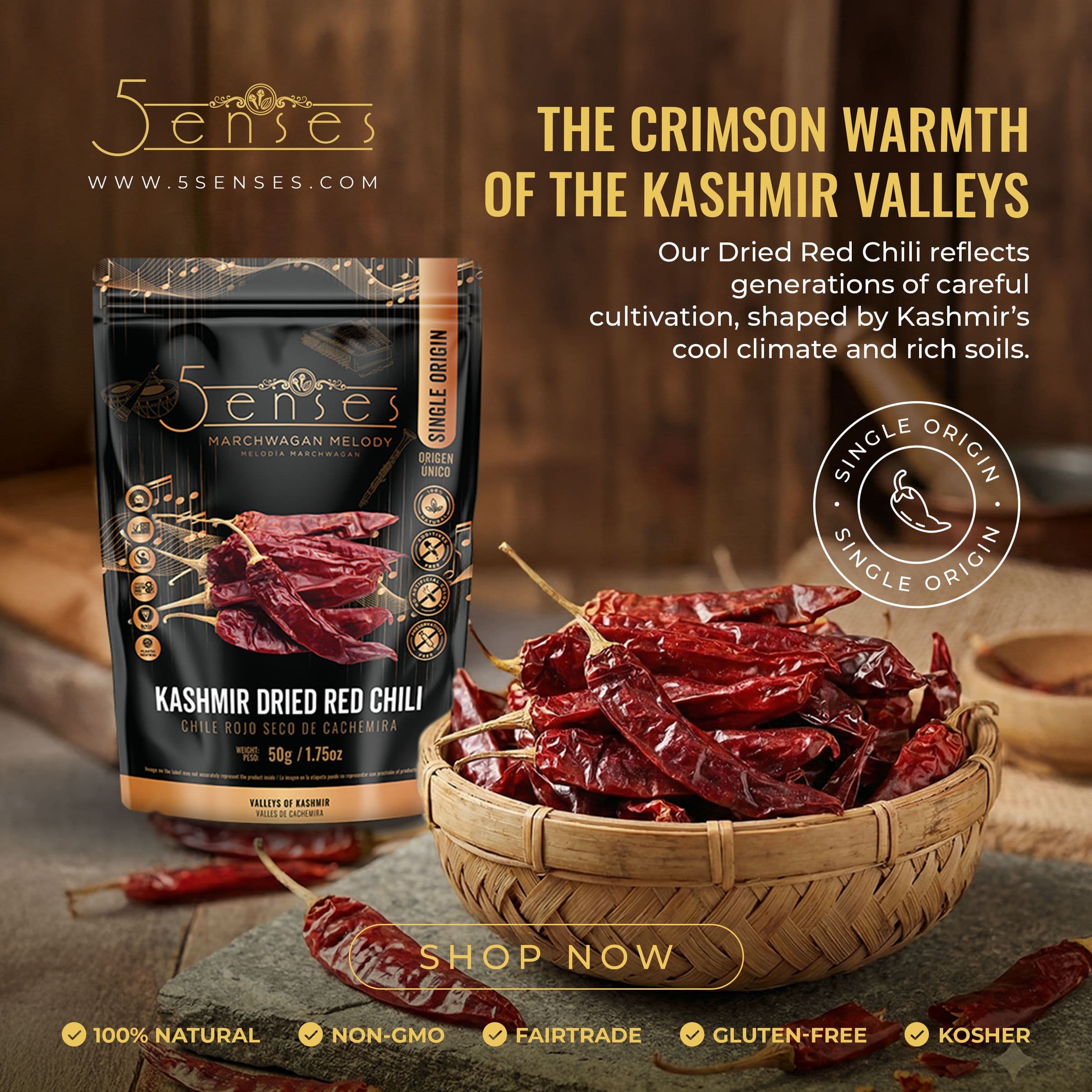 Best Kashmiri dried red chili in 2026: 5Senses Kashmir origin