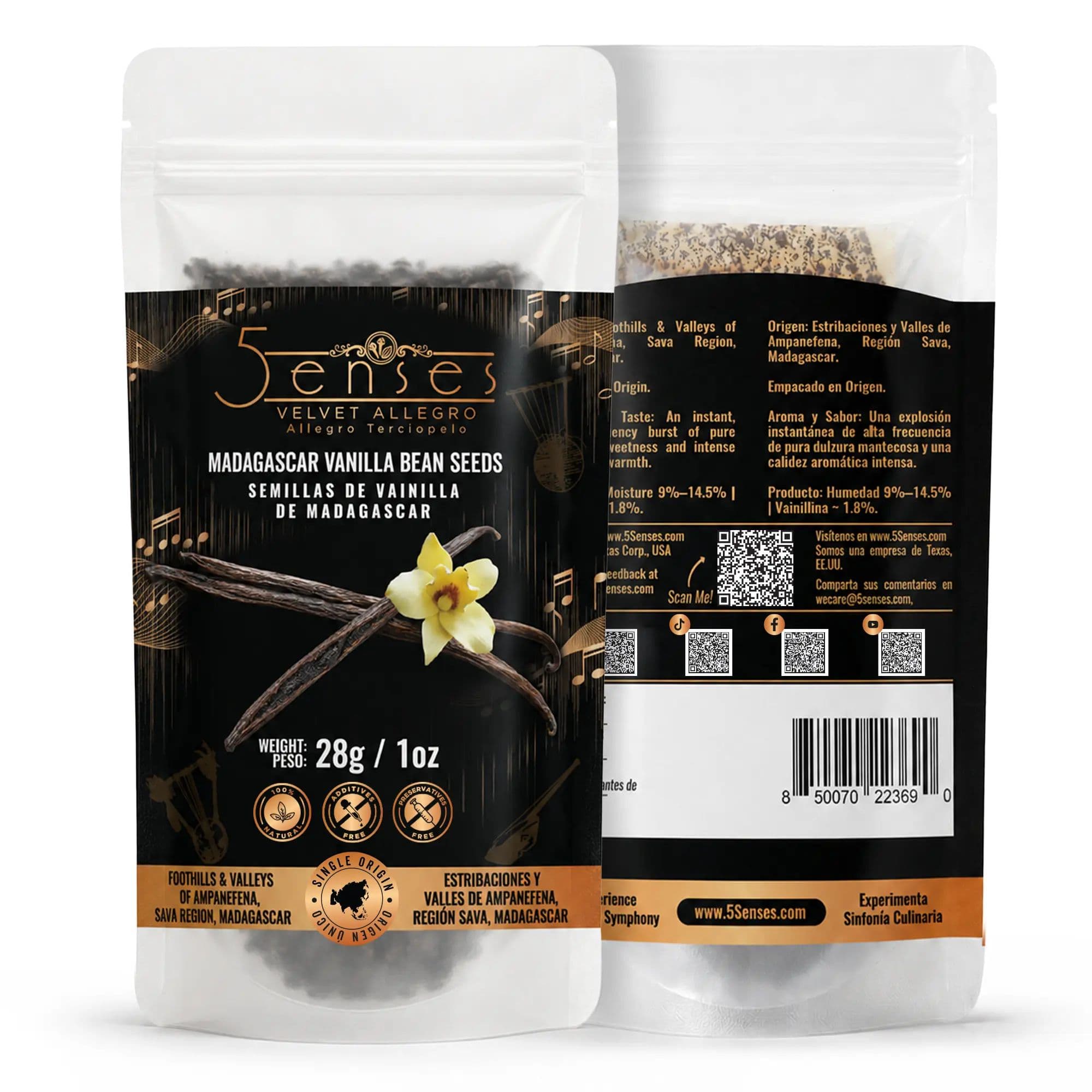 5Senses Madagascar vanilla bean seeds caviar in its original single-origin Ampanefena packaging